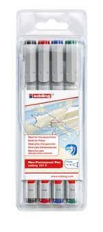 Marqueur Edding 151F OHP solubles, assort. 4 couleurs