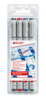 Marqueurs edding 152M solubles, assortiment 4 couleurs