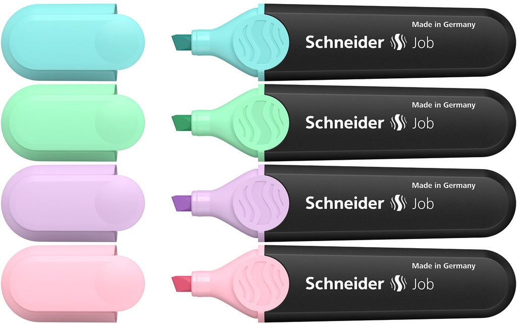 Surligneurs Schneider Job Pastel, assortiment 4 couleurs