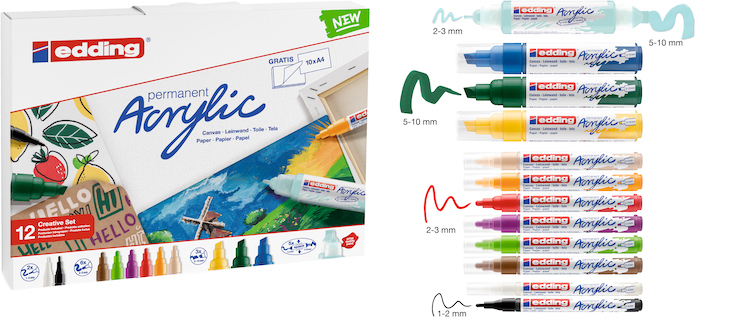 Set marqueurs acrylique - 12 couleurs