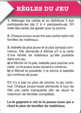 Jeu de cartes "C'est quoi ce matos?"cycle 2 et 3