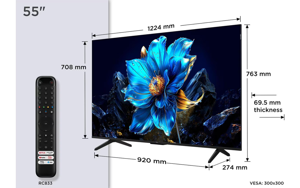 Ecran TCL TV 55P7K 55", 3840 x 2160 (Ultra HD 4K), QLED