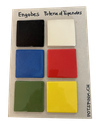 1 Set comprend 1 engobe blanc, 4 colorés (jaune, vert, bleu, noir) et 1 coloré aux pigments d'inclusion  (rouge). 