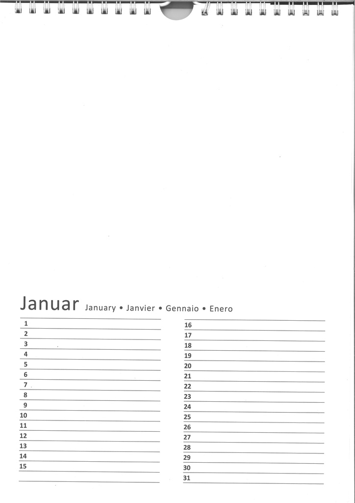 Calendrier vierge