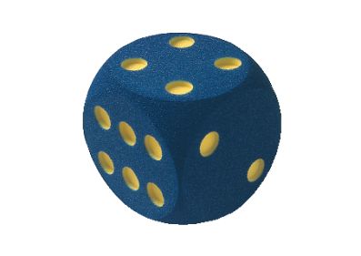 Dé géant en mousse 16 x 16 cm bleu