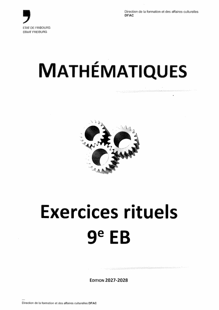 Exercices rituels de maths 9e EB