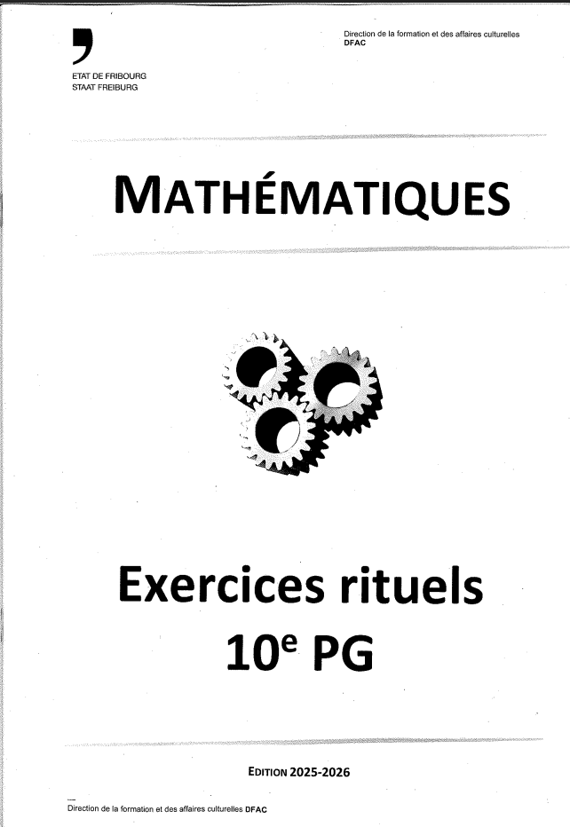 Exercices rituels de maths 10 ème PG Edition 2025/2026