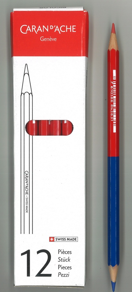 Crayons bicolores rouge/bleu Caran d'Ache (12 pièces)