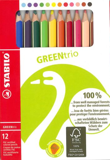 Crayons Stabilo GREENtrio, assortiment 12 couleurs
