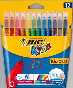 Feutres Bic Kids, assortiment de 12 couleurs