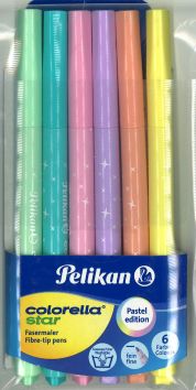 Feutres Colorella Star Pelikan, 6 couleurs pastel fin