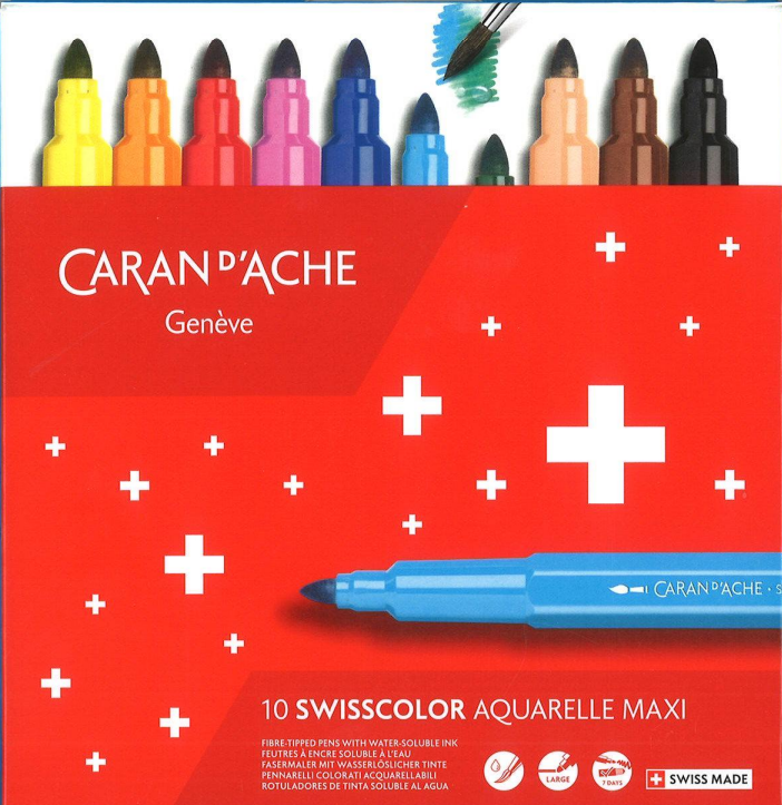 Feutres Caran d'Ache Swisscolor aquarelle Maxi 4,5 mm 10 couleurs