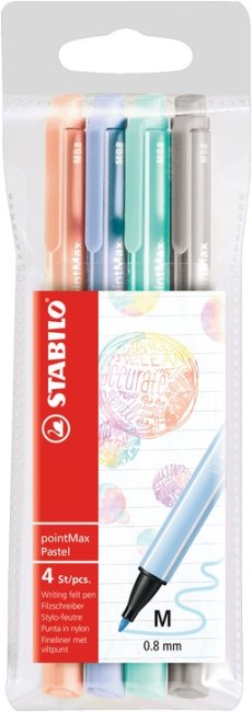 Feutres Stabilo point/Max assortiment 4 couleurs pastel