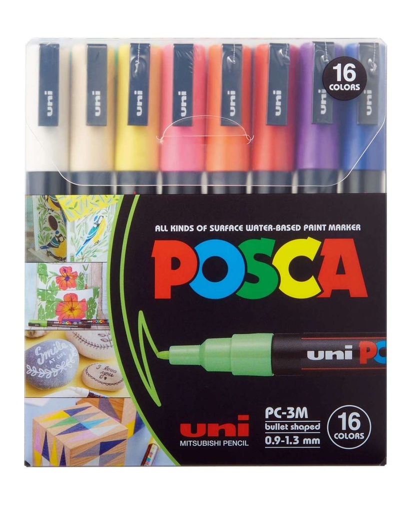 Feutre Posca PC-3M assortiment de 16 couleurs