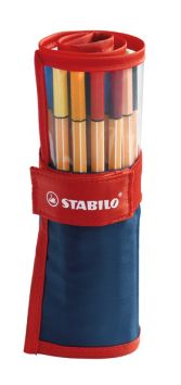 Finliner Stabilo Point 88 Rollerset, assortiment 25 couleurs