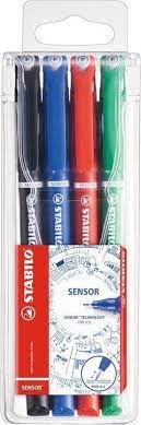 Fineliner Stabilo Sensor 0.3 mm, Sortiment 4 Farben