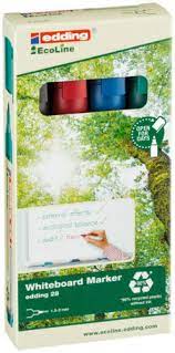 Marqueurs pour tableau blanc edding 28 EcoLine, assortiment 4 couleurs