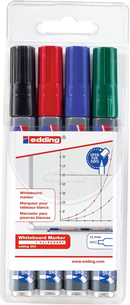 Whiteboardmarker edding 250, Sortiment 4 Farben