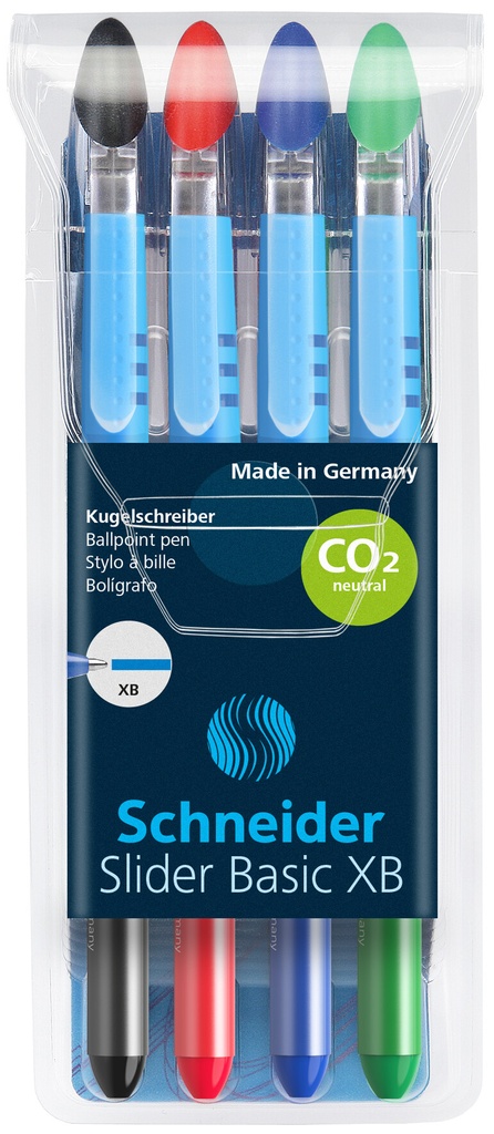 Stylo à bille Schneider Slider XB (assortiment de 4 couleurs basic)