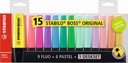 Textmarker Stabilo Boss Original Tischset Sortiment von 15 Farben