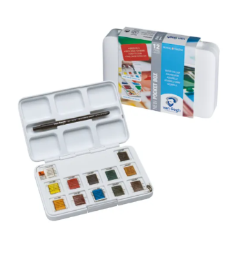 Aquarelle en godets van Gogh + 1 bloc