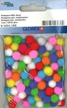 Pompons Mix multicolore 1 cm -120 pièces