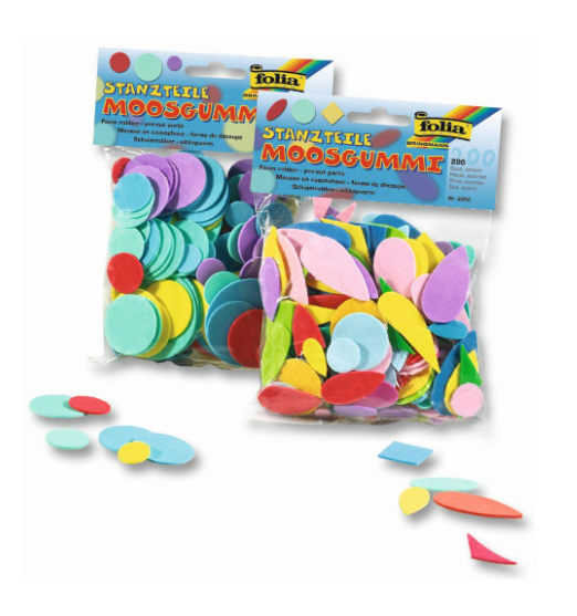 Moosgummi-Stanzteile, 200 Teile sortiert