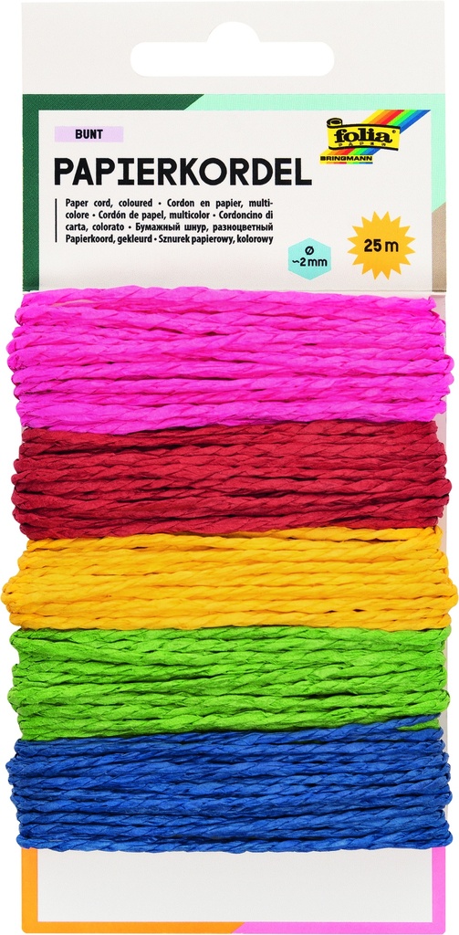 Cordon en papier en 5 coloris à 5 m