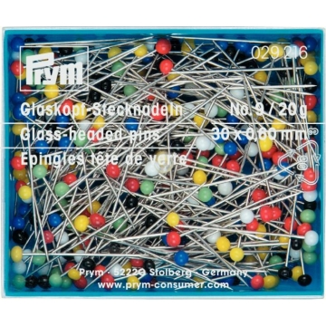 Epingles en couleurs avec tête en verre 210 pièces