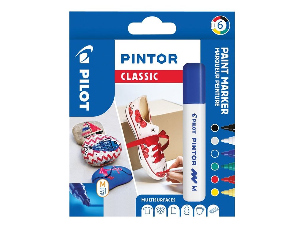 Feutres Pilot Pintor 1.5-2.2mm assortiment de 6 couleurs