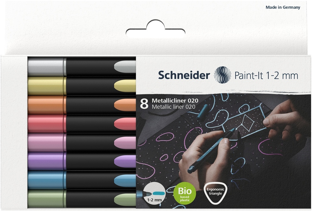 Feutres metallic Paint-it 020 Schneider 1-2mm assortiment de 8 couleurs