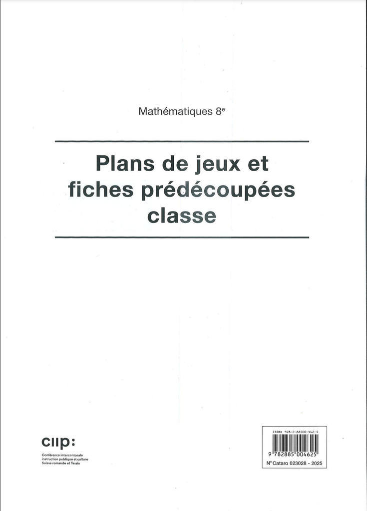 Mathématiques 8e, fiches cartonnées (prédécoupées) de classe (CATARO 23028)