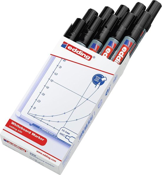 Marqueurs edding 250 noir 10 pces