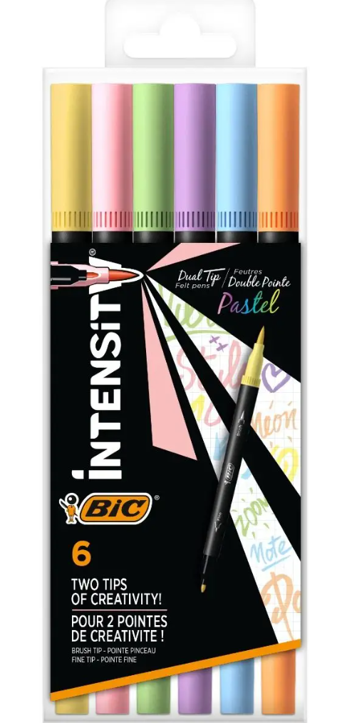 BIC Fasermaler Intensity Dual Tip Pastel Sortiment 6 Pastell-Farben