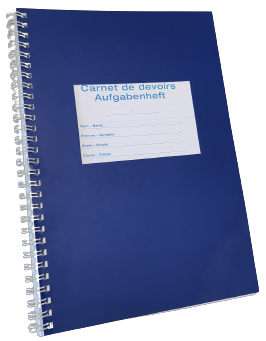 Carnet de devoirs bleu - version couverture en carton presspan