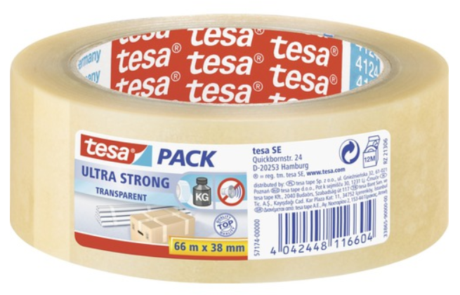 Bande d'emballage tesa® Ultra Strong® transparent 66 m : 38 mm