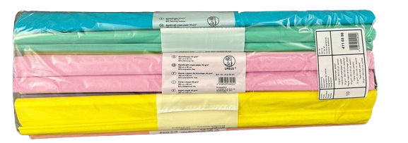 Papier crêpe 2.50 m x 0.5 m 10 rouleaux assortis couleurs pastels