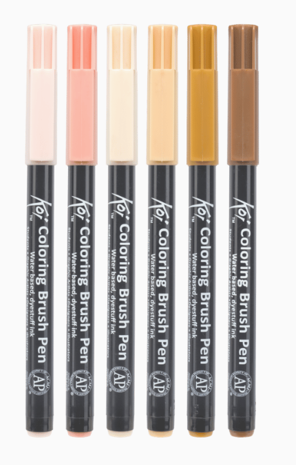 Feutres aquarelles Sakura, set Portrait 6 couleurs