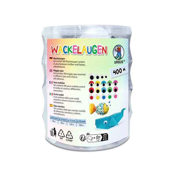 Set de 400 yeux mobiles ronds assorti en tailles et couleurs différentes - autocollant