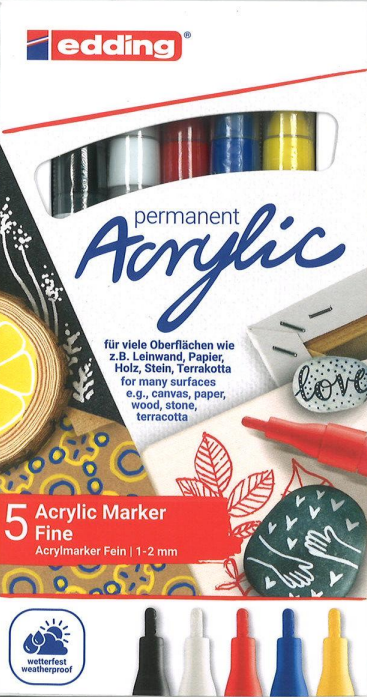 Marqueurs acrylique edding set 5 couleurs (5300)