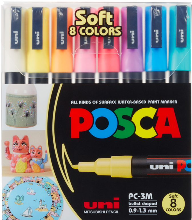 Feutre Posca PC-3M assortiment de 8 couleurs pastels