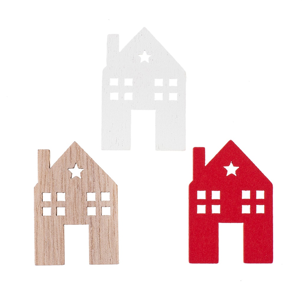 Décoration en bois 2.4 x 3.5 x 0.2 cm 6 pièces 
