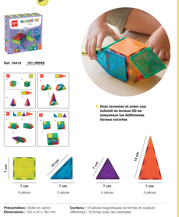 Jeu magnétique figures 18 pièces  Apli