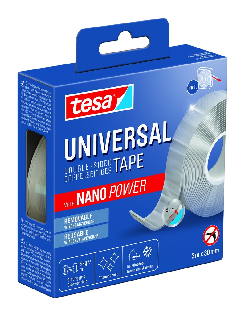 Doppelseitiges Klebeband tesa® Nano Power 3m x 30 mm