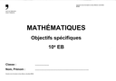 Mathématiques Objectifs spécifiques 10e EB