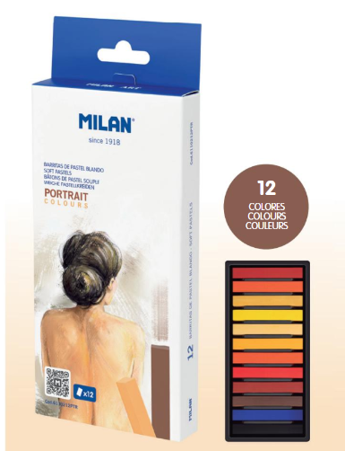 Weiche Trockenpastellkreiden "Portrait",  Sortiment 12 Farben