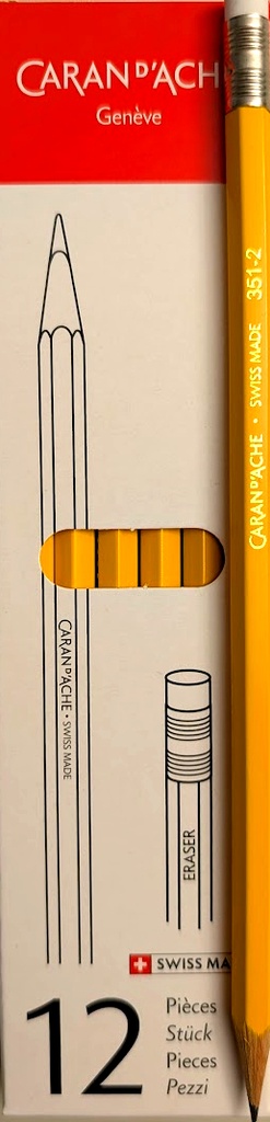 Crayon à papier Caran d'Ache avec gomme (bte 12 pièces)
