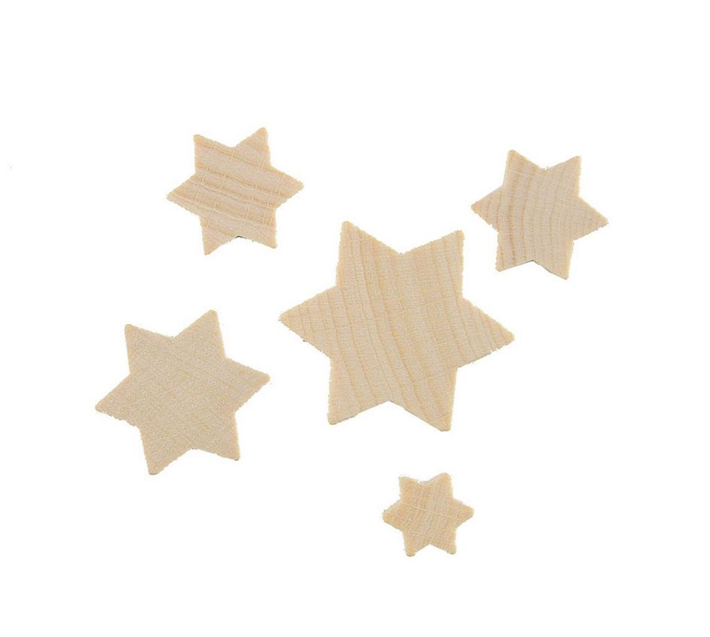 Etoiles en bois 1.3 - 3.2 cm 70 pièces 