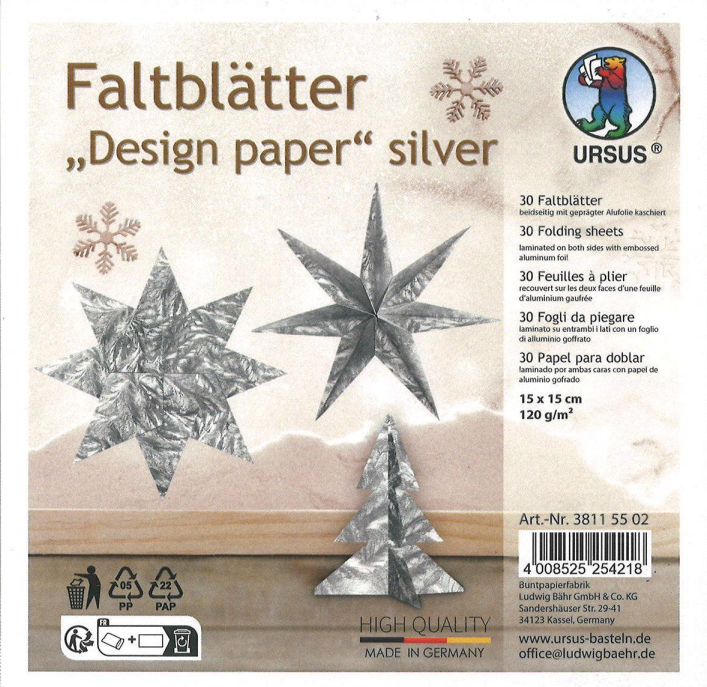 Faltblätter Kraftpapier «Weihnachten»  30 Blatt 15x15cm 120g/m2