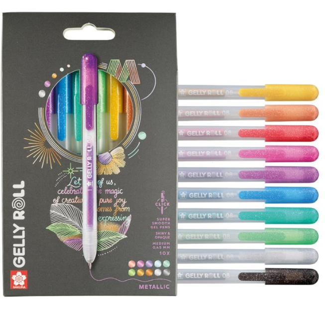 Stylos gel rétractables à encre métallique Gelly Roll Click (bte de 10 pièces) 